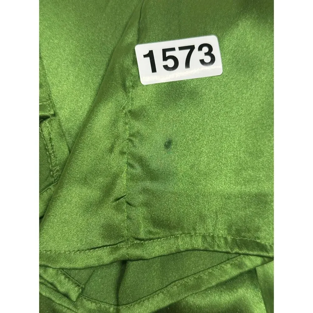 Abercrombie & Fitch Green Satin Smocked Waist Maxi Dress Medium